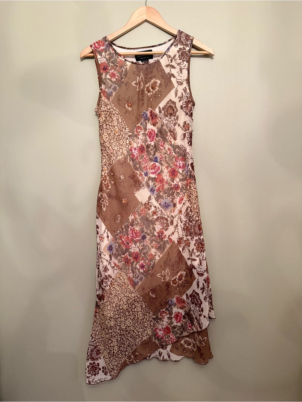 Connected Apparel Vintage Y2K Patchwork Beaded Midi Dress Medium